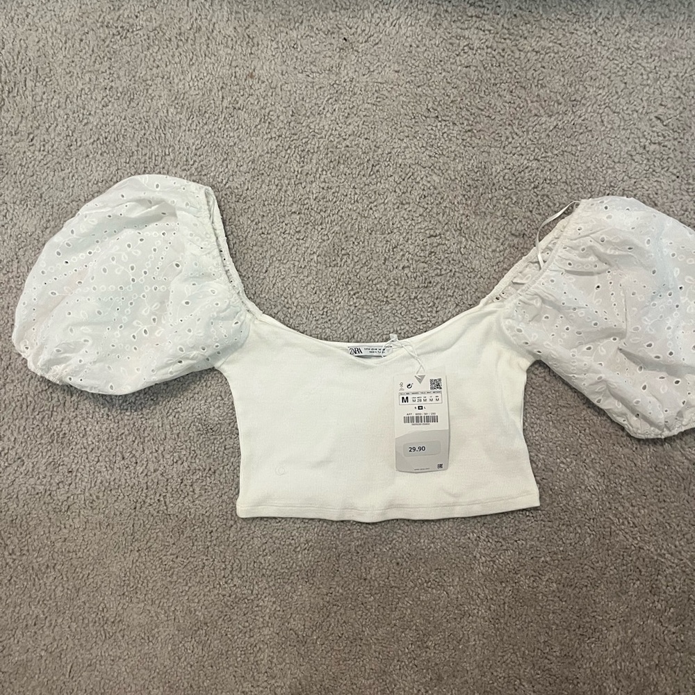 Zara Lace Crochet Sleeve Crop Top